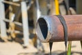 ÃâÃâÃÂ Welded butt joints of the Du150 pipeline from refractory steel, welded by manual arc welding without subsequent Royalty Free Stock Photo